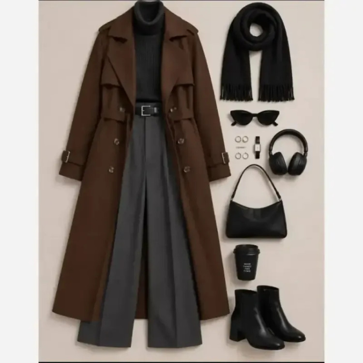 ترنچ کت پاییزه زنانه جنس کتان تی سی سایز 36 تا 50