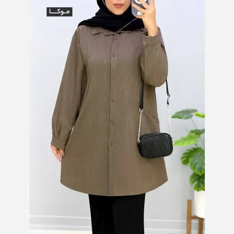 مانتو دوجیب کرپ کارتیر فری سایز 44 تا 52 قد 90