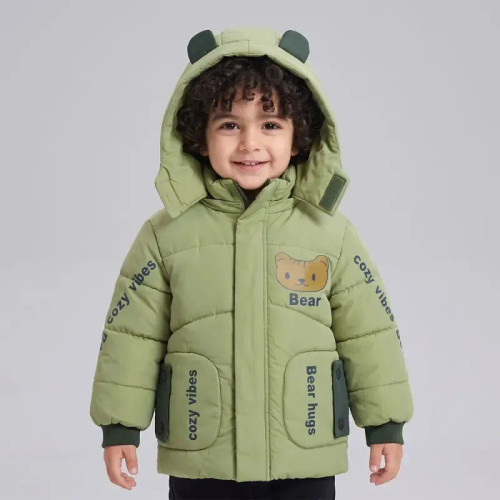 کاپشن پسرانه BEAR سبز شمعی آستر خز پاییزه و زمستانه