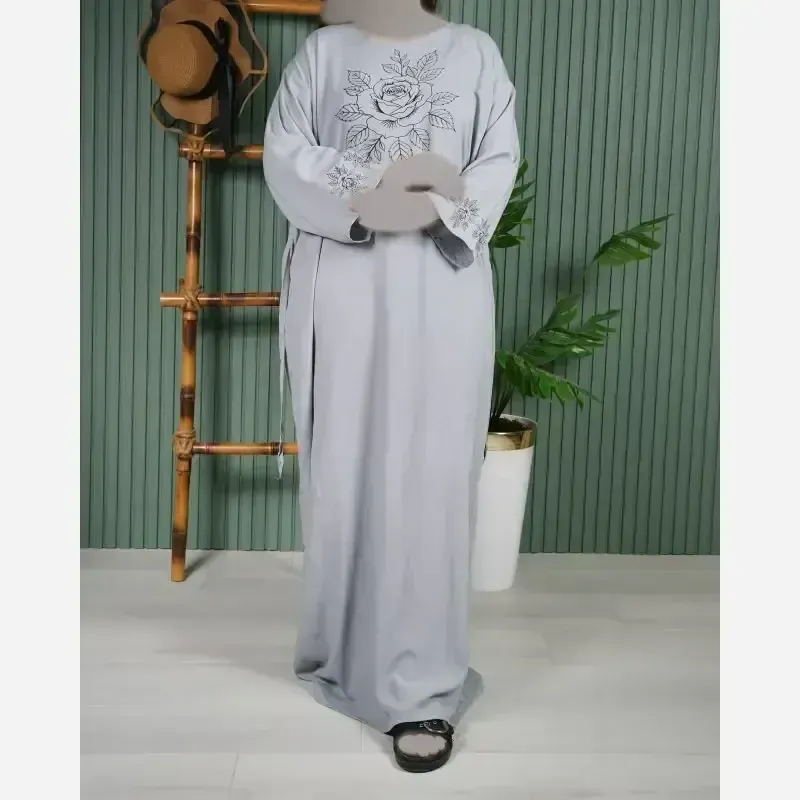 پیراهن زنانه آستین بلند نخی گل یخ فری سایز